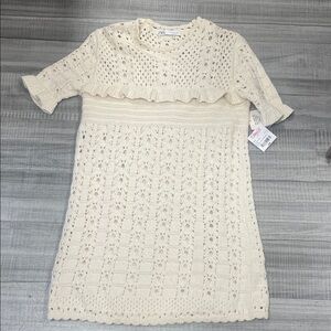 Zara Cream Knit Kids Dress with Ruffle Detail